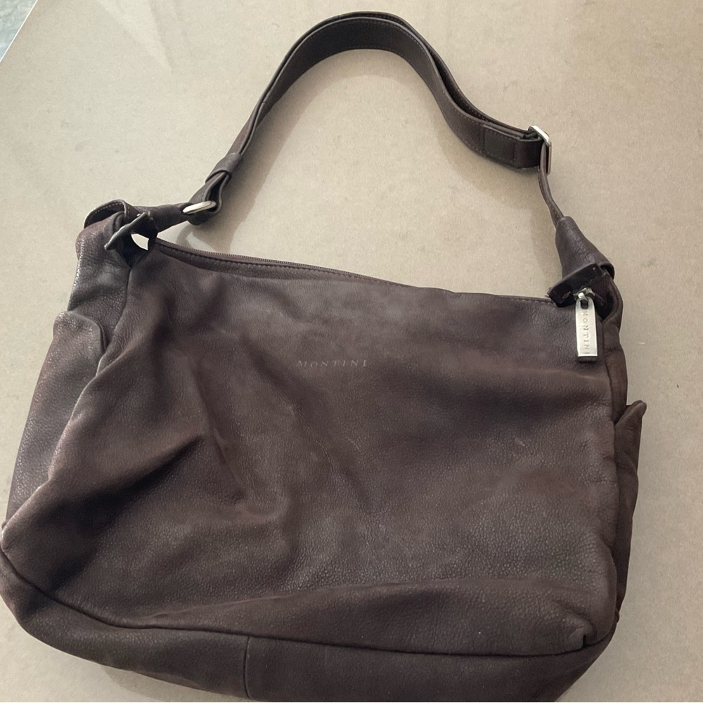 Montini Italian Handbag, Brown Leather